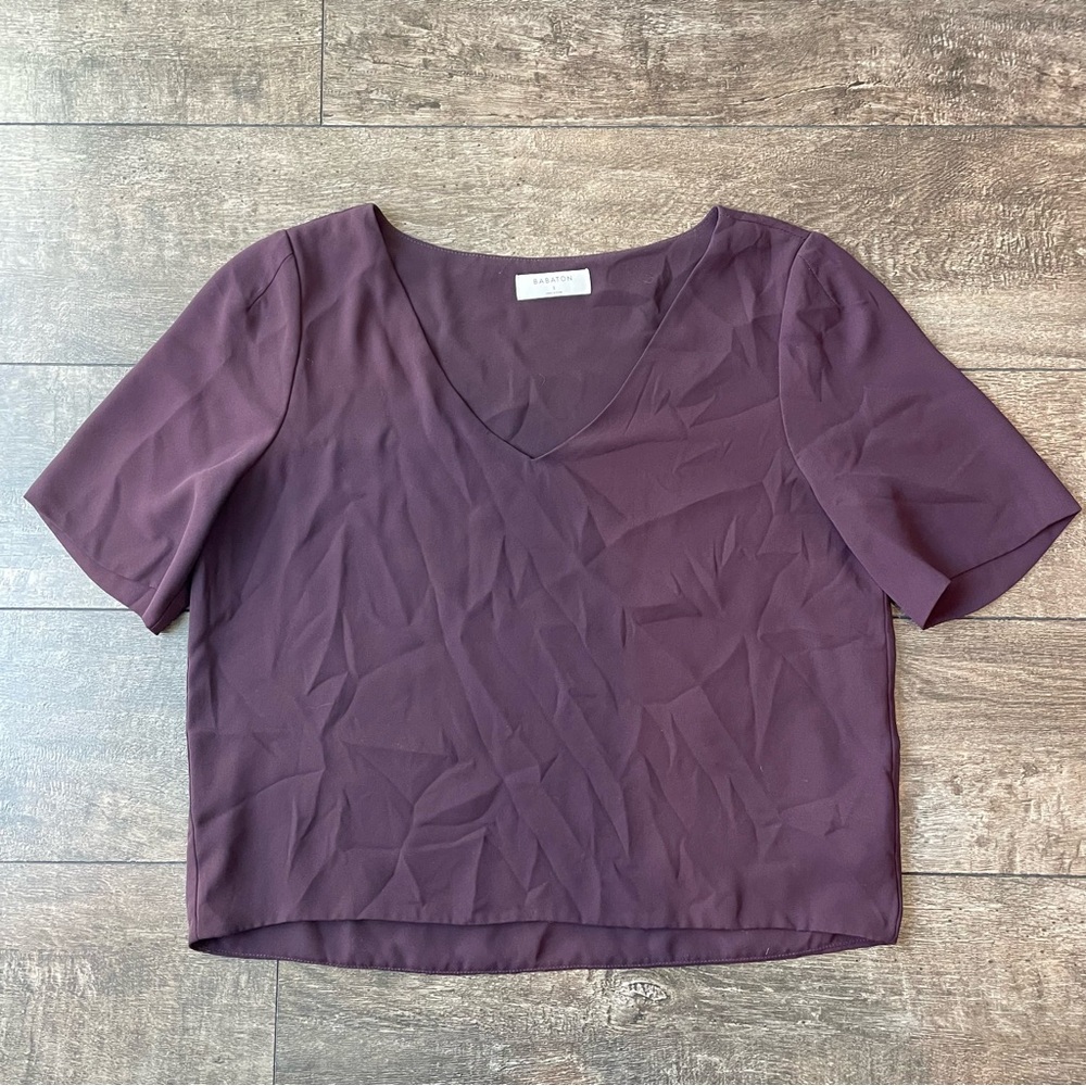 Babaton Deep Purple V-Neck Blouse